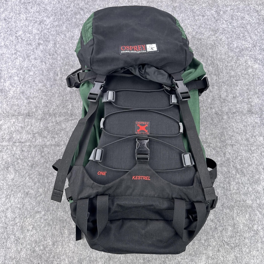 Vintage Osprey Vector Kestrel Hiking Backpack Large L Made in USA Black Green